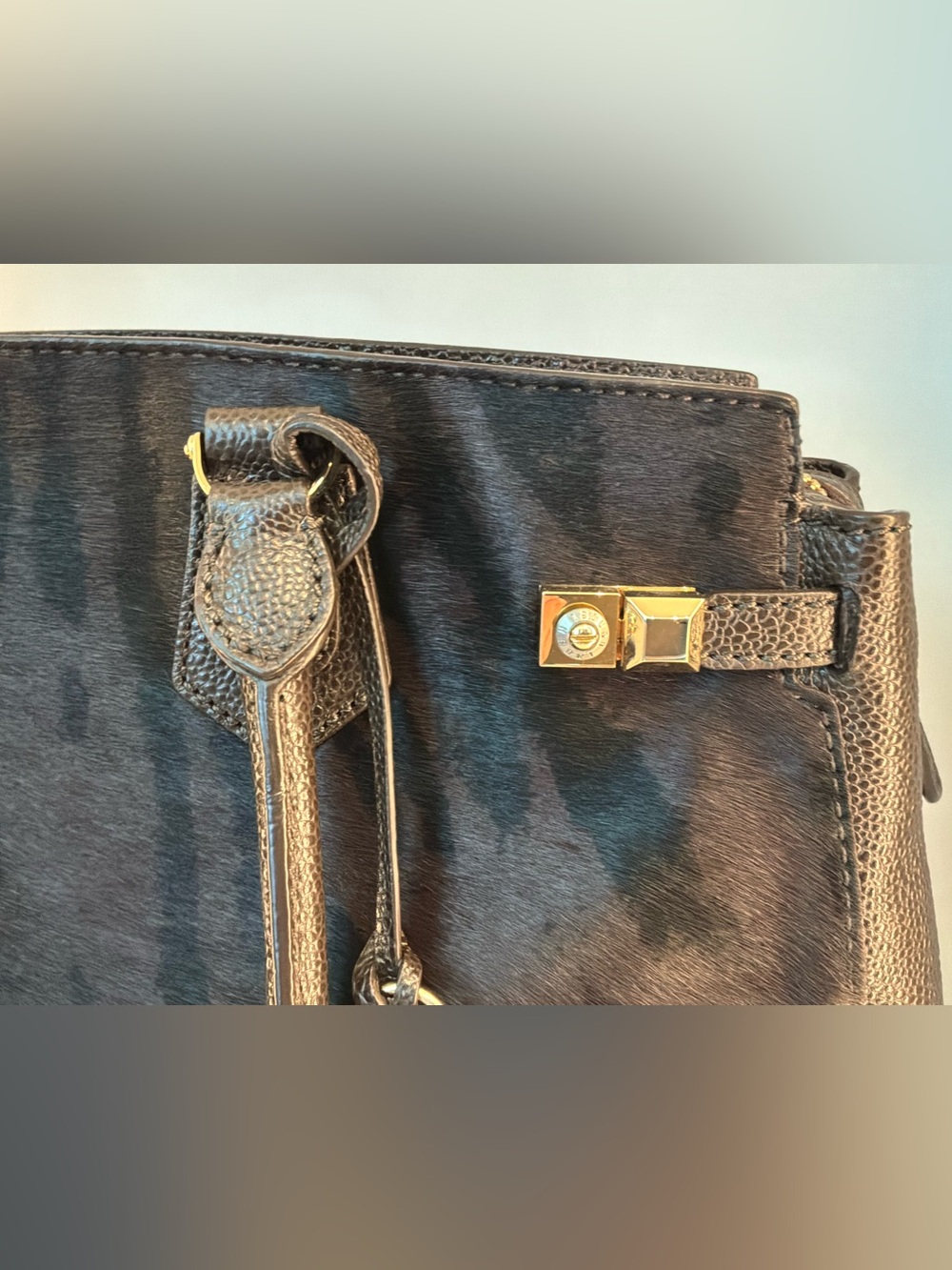 Henri Bendel Rare Black Pony Hair & Leather Satchel / Tote NWOT - Picture 4 of 12